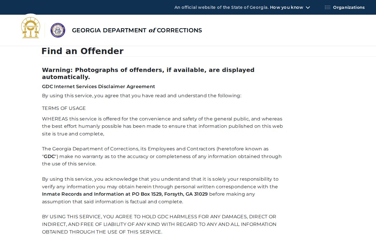 Elbert County arrest history GDC offender search