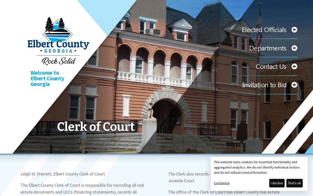 Elbert County Clerk of Court official criminal case access page