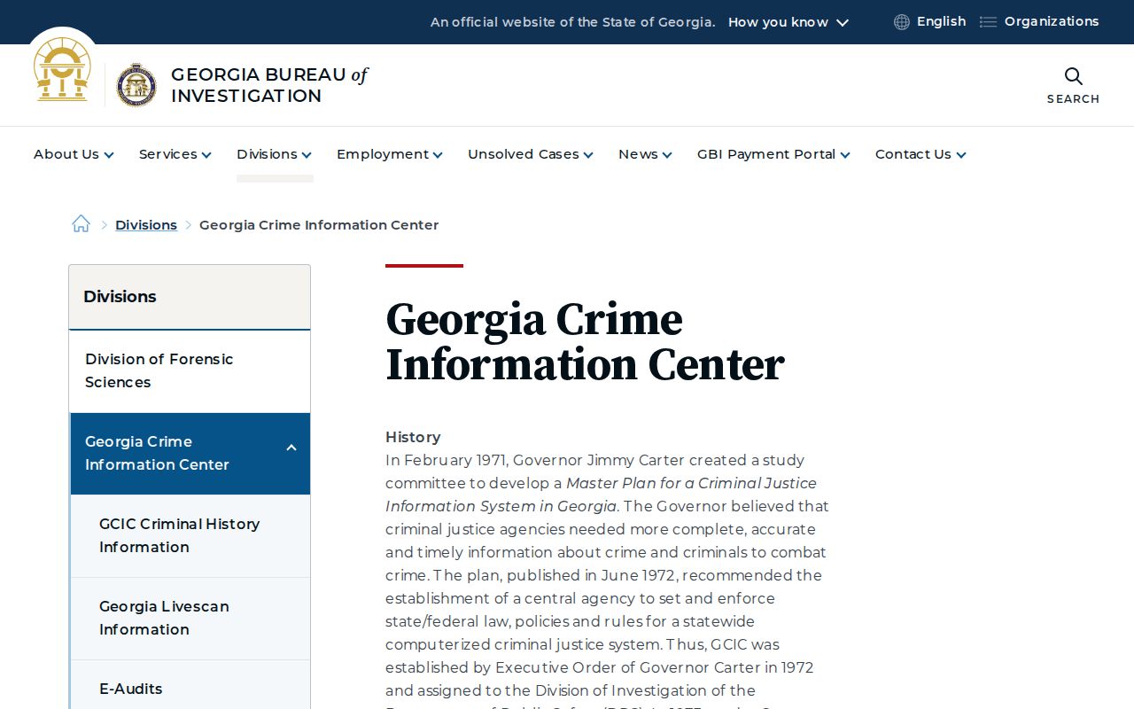 Elbert County criminal history source at Georgia GCIC