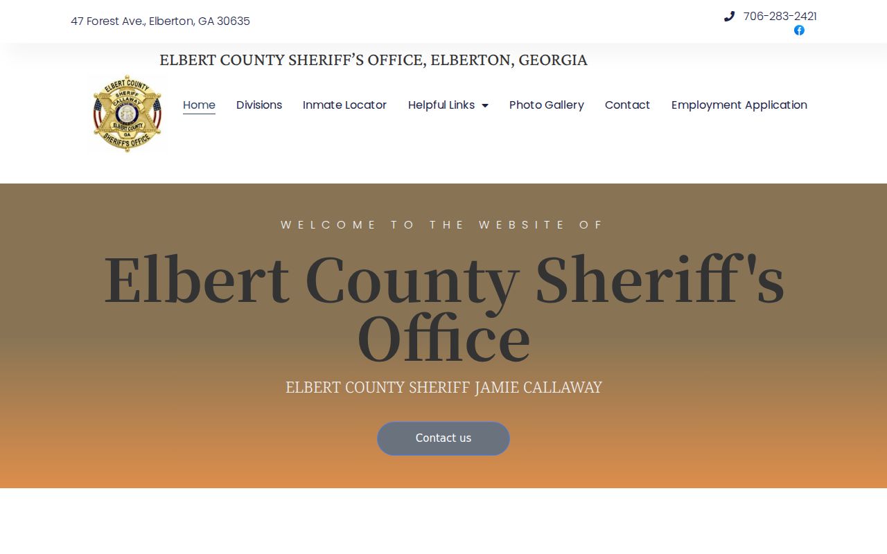 Elbert County Sheriff official records and services page