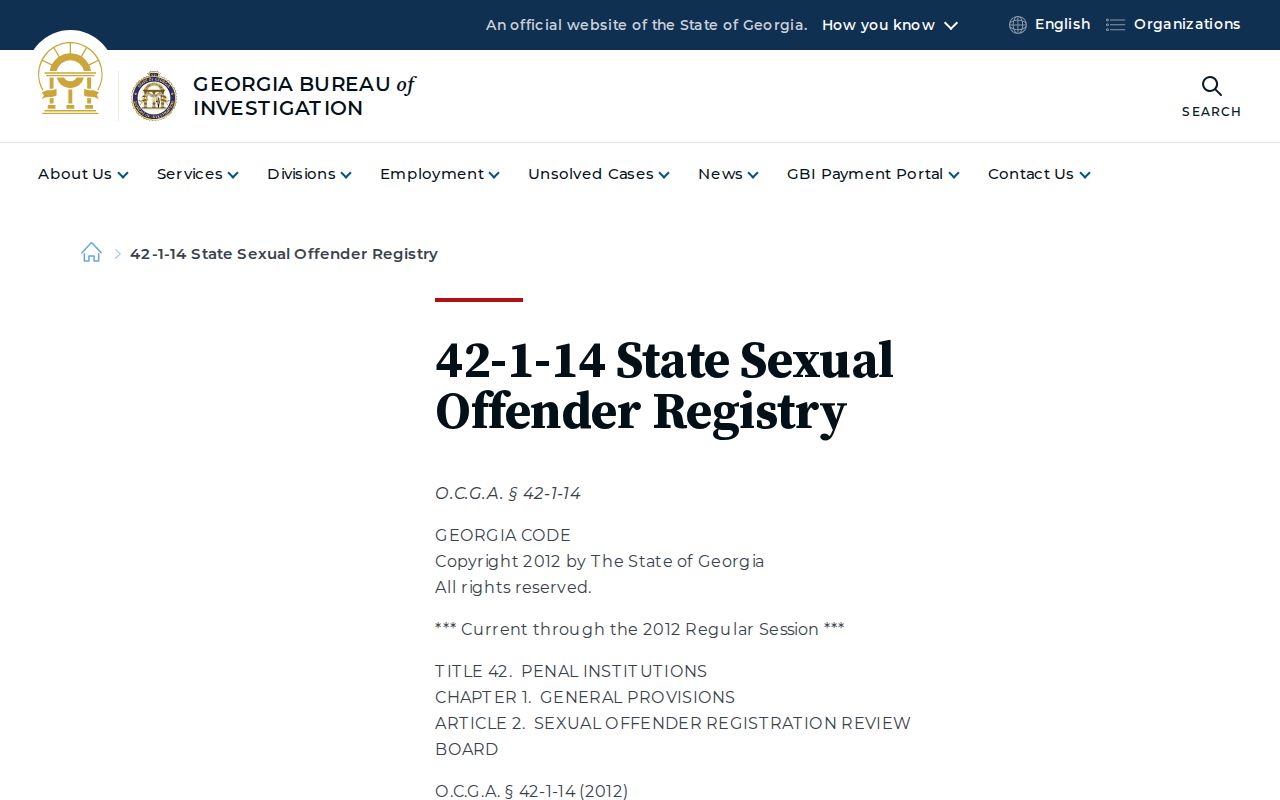 Georgia registry risk assessment classification information